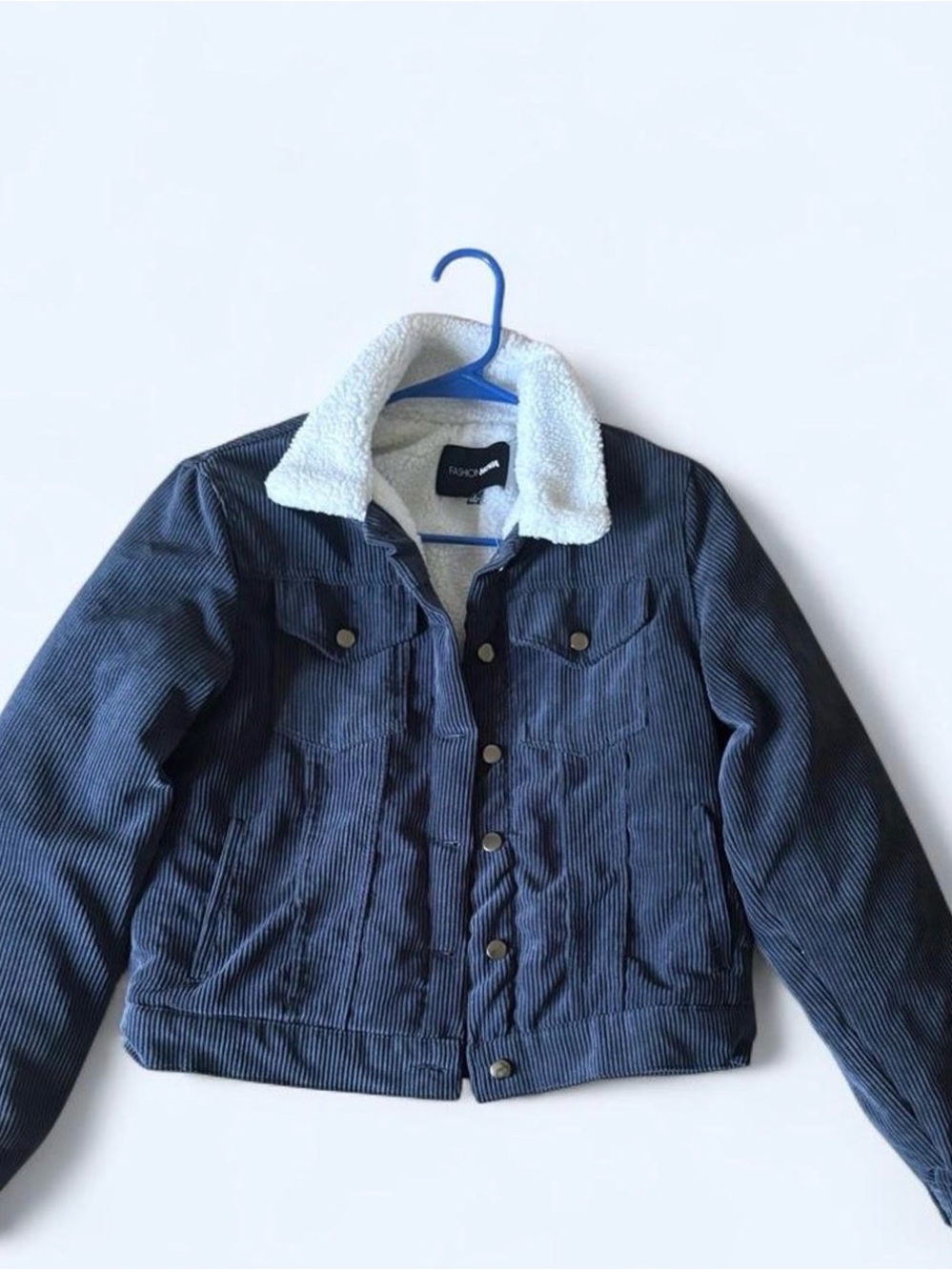 Navy Corduroy Sherpa Jacket by Forever 21